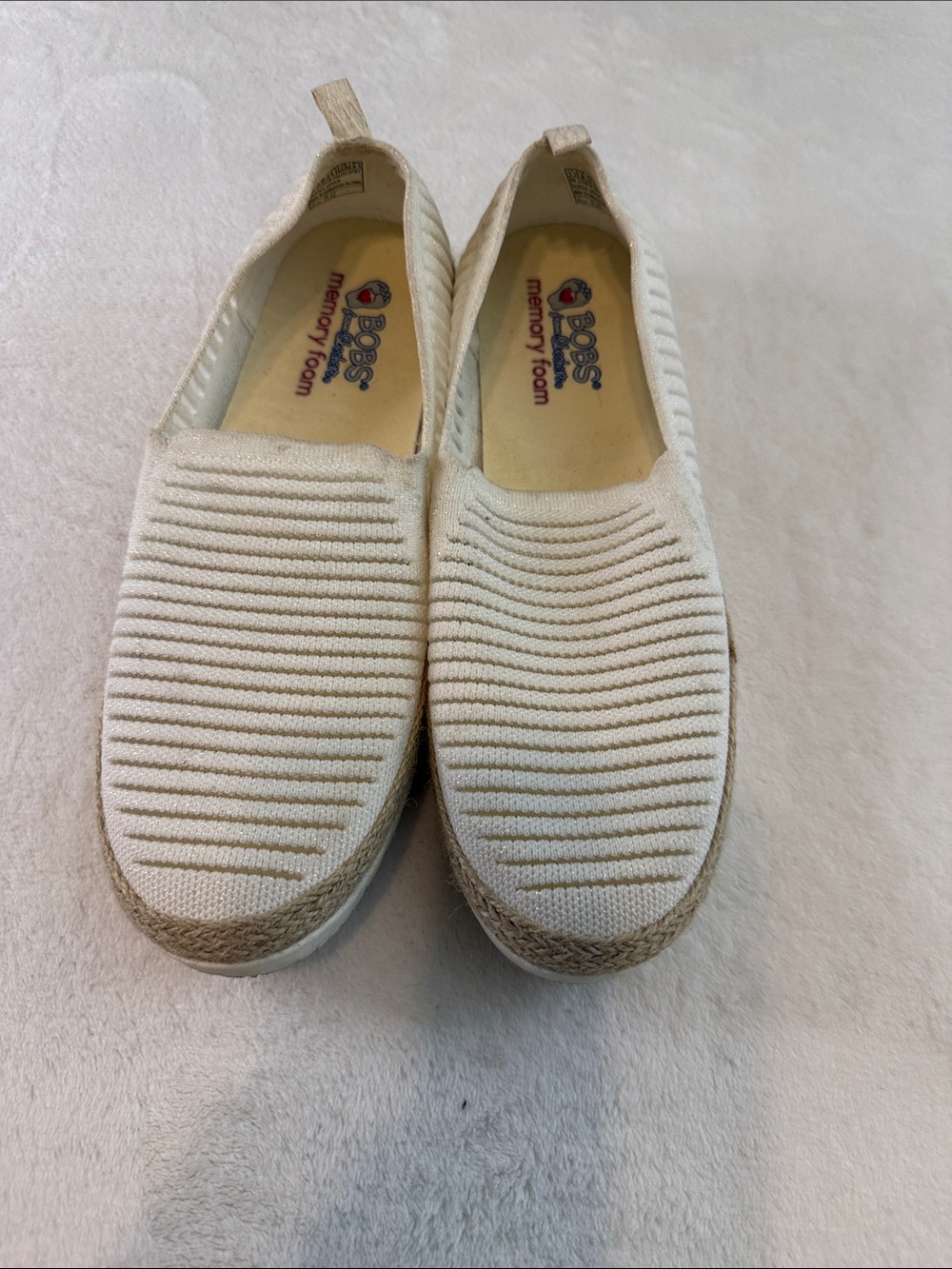 Skechers BOBS Slip-On Knit Flats in White